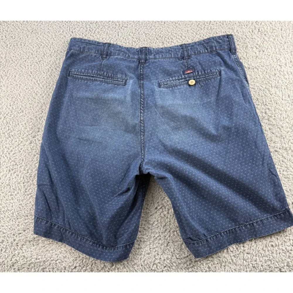 Faherty Island Life Shorts Mens 32 Blue Geometric Faded 100% Cotton Chino